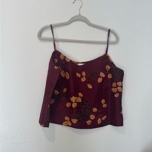 Rena Rowan Burgundy and Gold Floral 100% Camisole